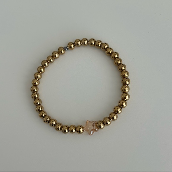 Stainless Steel Gold Bead Stretch Bracelet - Picture 3 of 11